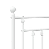 ZNTS Metal Bed Frame without Mattress with Headboard White 150x200cm 353588