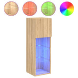 TV Cabinets with LED Lights 2 pcs Sonoma Oak 30.5x30x90 cm 837006