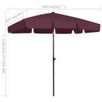 Beach Parasol Bordeaux Red 200x125 cm 314731