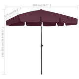 Beach Parasol Bordeaux red Polyester 314731
