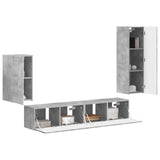 TV Cabinet Set Wall-mounted 4 pcs Concrete Grey Engineered Wood 3409009