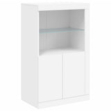 Side Cabinet with LED Lights White Engineered Wood 836623