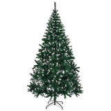 ZNTS 7 FT Snow Tipped Artificial Christmas Tree with DIY 150 Warm Lights, Remote Control, 1100 Branch 03739007