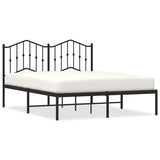 Metal Bed Frame without Mattress with Headboard Black 135x190cm 373788