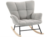 Rocking Chair, Teddy Fleece Rocker Chair with Tufted Wingback, Side Pockets, Rubber Wood Legs, Light T3398P548057