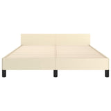Bed Frame with Headboard without Mattress Cream 140x190 cm 347497