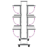 Laundry Drying Rack with Wheels 89x64x129 cm Aluminium 154603