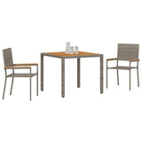 Garden Dining Set 3 pcs Grey Poly Rattan 3365403