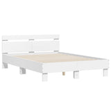 Bed Frame White Engineered Wood Double Modern Bed Frame 3207427