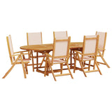 ZNTS 7 Piece Garden Dining Set Solid Wood Acacia and Textilene 3279276