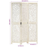 Hand carved 3-Panel Room Divider White 120x165 cm Solid Mango Wood 285336