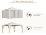 3 x 3 m Metal Gazebo, Garden Pavillion, Double Roof Outdoor Canopy Shelter with Mesh Sidewalls, T3398P319916