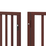 Dog Gate with Door Foldable 6 Panels Brown 480 cm Poplar Wood 3155581