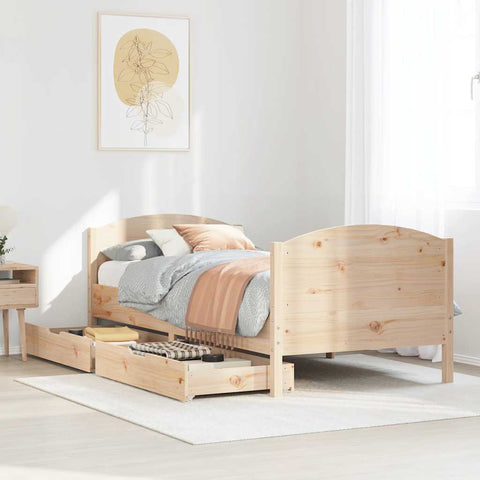 ZNTS Bed Frame without Mattress 90x190 cm Single Solid Wood Pine 3301809