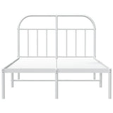 Bed Frame White Powder-Coated Steel Small Double Bed Frame 353681