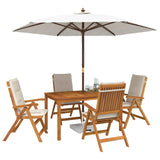 5-Piece Garden Dining Set Natural Solid Acacia Wood 3434554