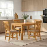 Dining Set 5 pcs Beige Solid Oak Wood 3430351