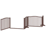 Dog Gate with Door Foldable 4 Panels Brown Oak 320 cm Poplar Wood 352233