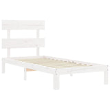 Bed Frame without Mattress White Single Solid Wood Pine 3193497