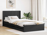 Bed Frame with Storage and Headboard Black 75 x 190 cm 3414348