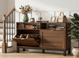 Shoe Cabinet with 2 Flip Drawers, Narrow Shoe Storage Top for Entryway Hallway, Rustic Brown T3398P552633