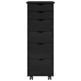 Rolling Cabinet Black 34 x 39 x 93.5 cm Solid Pine Wood 42028367