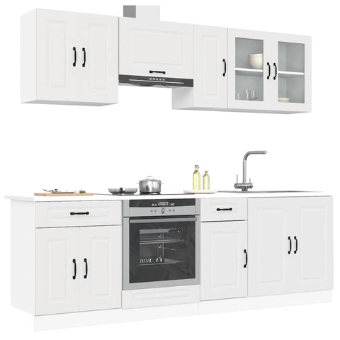 ZNTS 8 Piece Kitchen Cabinet Set Kalmar White Engineered Wood 3314821