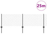 Chainlink Fence with Post 25 x 0.6 m PVC-Coated Steel Grey Mesh 3336278