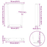 Dining Table Legs V-Shape 2 pcs White 70x cm Steel 4012645