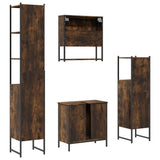 4 Piece Bathroom Furniture Set Smoked Oak Engineered Wood 3214712