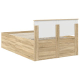 Bed Frame Sonoma Oak 135 x 190 cm Engineered Wood 3408587