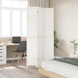 Room Divider 3 Panels White Solid Wood Paulownia 358832