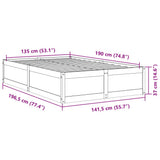 Bed Frame without Mattress Wax Brown 135x190 cm Double Solid Wood Pine 3282386