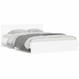 Bed Frame with Headboard White 152 x 203 cm Engineered Wood 3402864