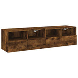 TV Wall Cabinets 2 pcs Smoked Oak 60x30x30 cm Engineered Wood 836863