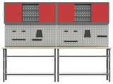 Work Bench Set 8 pcs Red and Grey Powder-Coated Steel 3321503