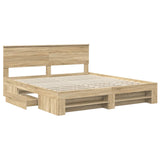 Bed Frame Sonoma Oak 180 x 200 cm Engineered Wood 3408734