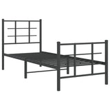 Metal Bed Frame without Mattress with Footboard Black 75x190cm 355569