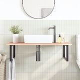 Basin Shelf Wall Mounted Steel and Solid Wood Oak 3302649