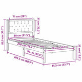 Bed Frame with Headboard Black 80 x 200 cm Solid Pine Wood 878221