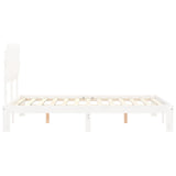 Bed Frame without Mattress White Double Solid Wood Pine 3193702