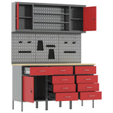 Work Cabinet with Drawer 7 pcs Red Engineered Wood and Steel 3321449