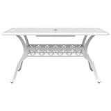 Garden Dining Set White Cast Aluminium 5 Piece Durable 3216318