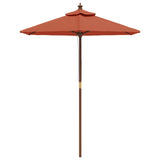 Garden Parasol with Wooden Pole Terracotta 196x231 cm 363164