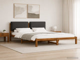 Bed Frame with Upholstered Headboard Natural and Dark Grey 903905