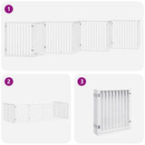 Dog Gate with Door Foldable 8 Panels White 640 cm Poplar Wood 3155566