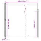 Retractable Side Awning Black 200x600 cm 4004549