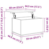 Coffee Table Grey Sonoma 60x44.5x45 cm Engineered Wood 819578