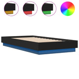 Bed Frame without Mattress with LED Lights Black 75x190 cm Small Single 839547