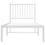 Metal Bed Frame without Mattress with Headboard White 75x190cm 350921